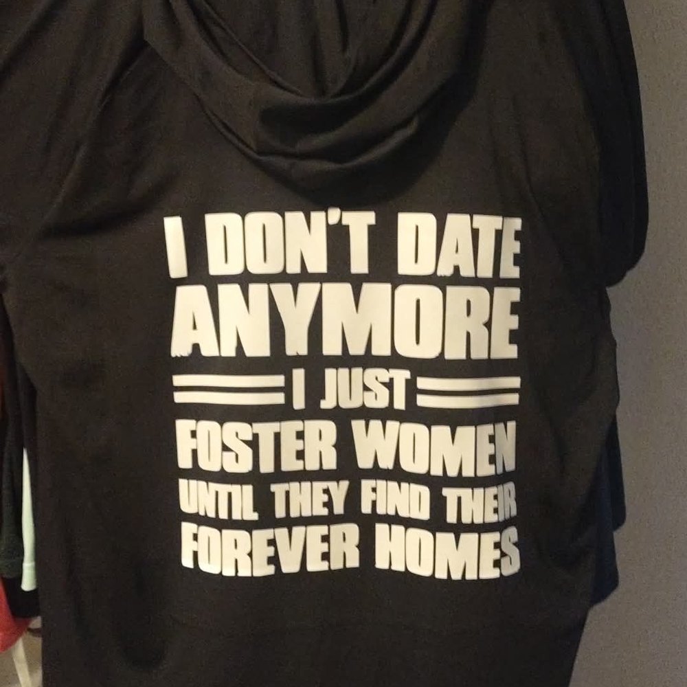 Black Hoodie with White Writing Athletic Material